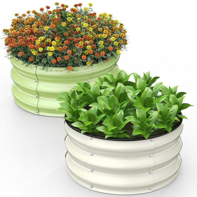 Galvanized Raised Garden Bed, 2pcs 2x2x1 FT (Pearl White & Sage Green)