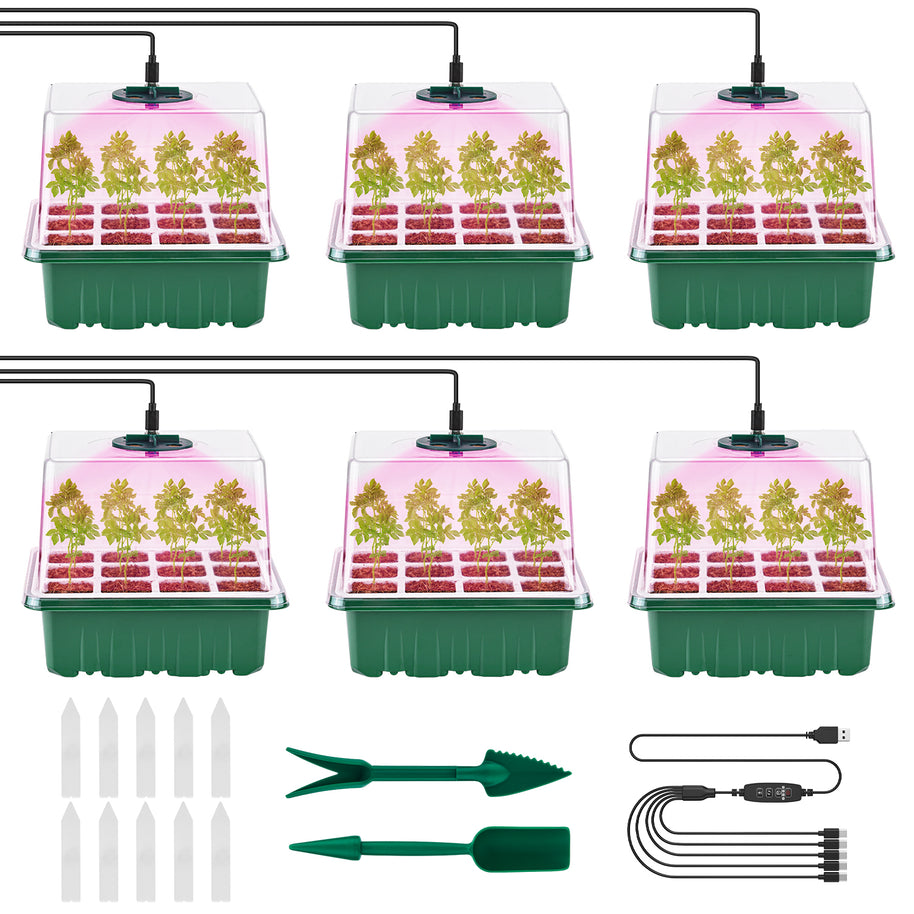 6 Packs Seed Starter Tray with Grow Lights