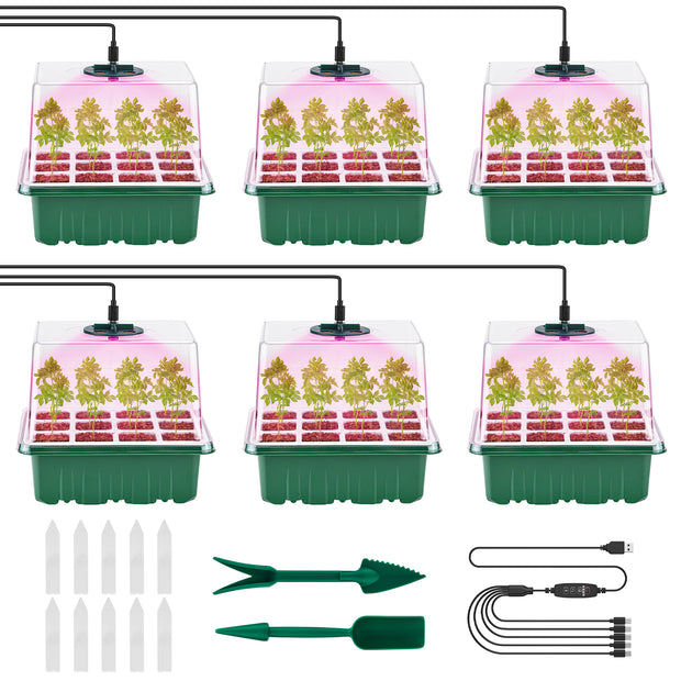 6 Packs Seed Starter Tray with Grow Lights