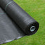 Roll of black weed barrier cloth on a grassy background