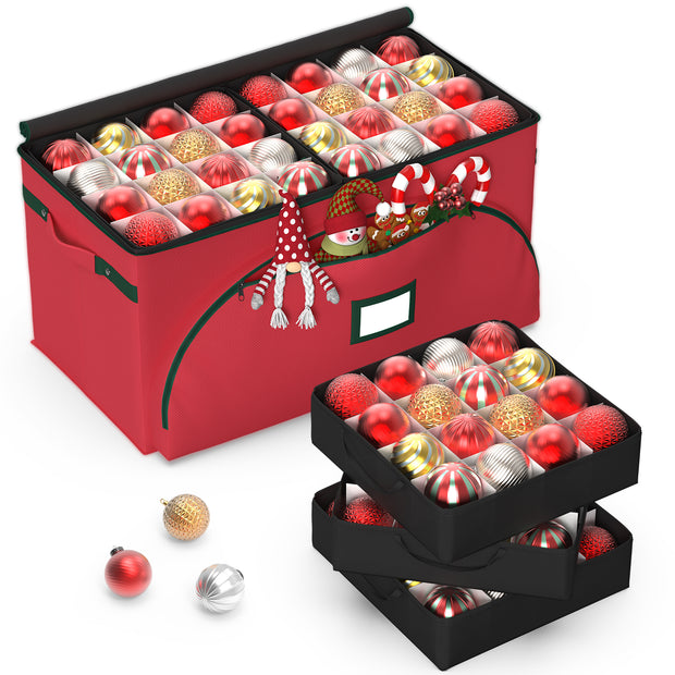 Christmas Ornament Storage Box(Red + Black)