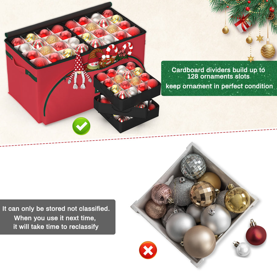 Christmas Ornament Storage Box(Red + Black)