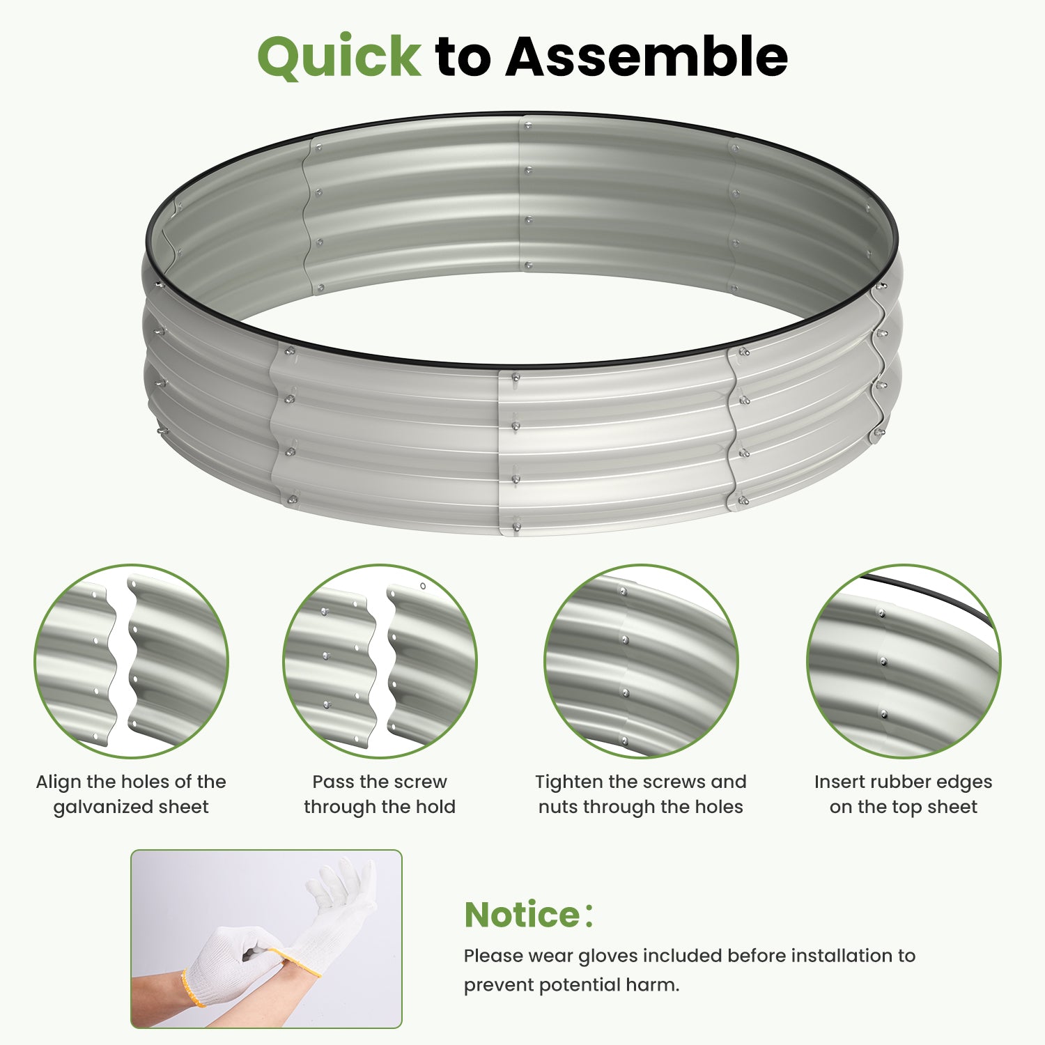 Galvanized Raised Garden Bed, 4x4x1 FT