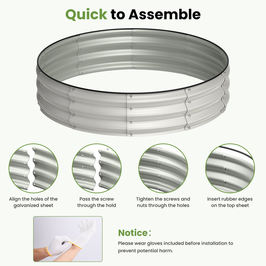 Galvanized Raised Garden Bed, 4x4x1 FT