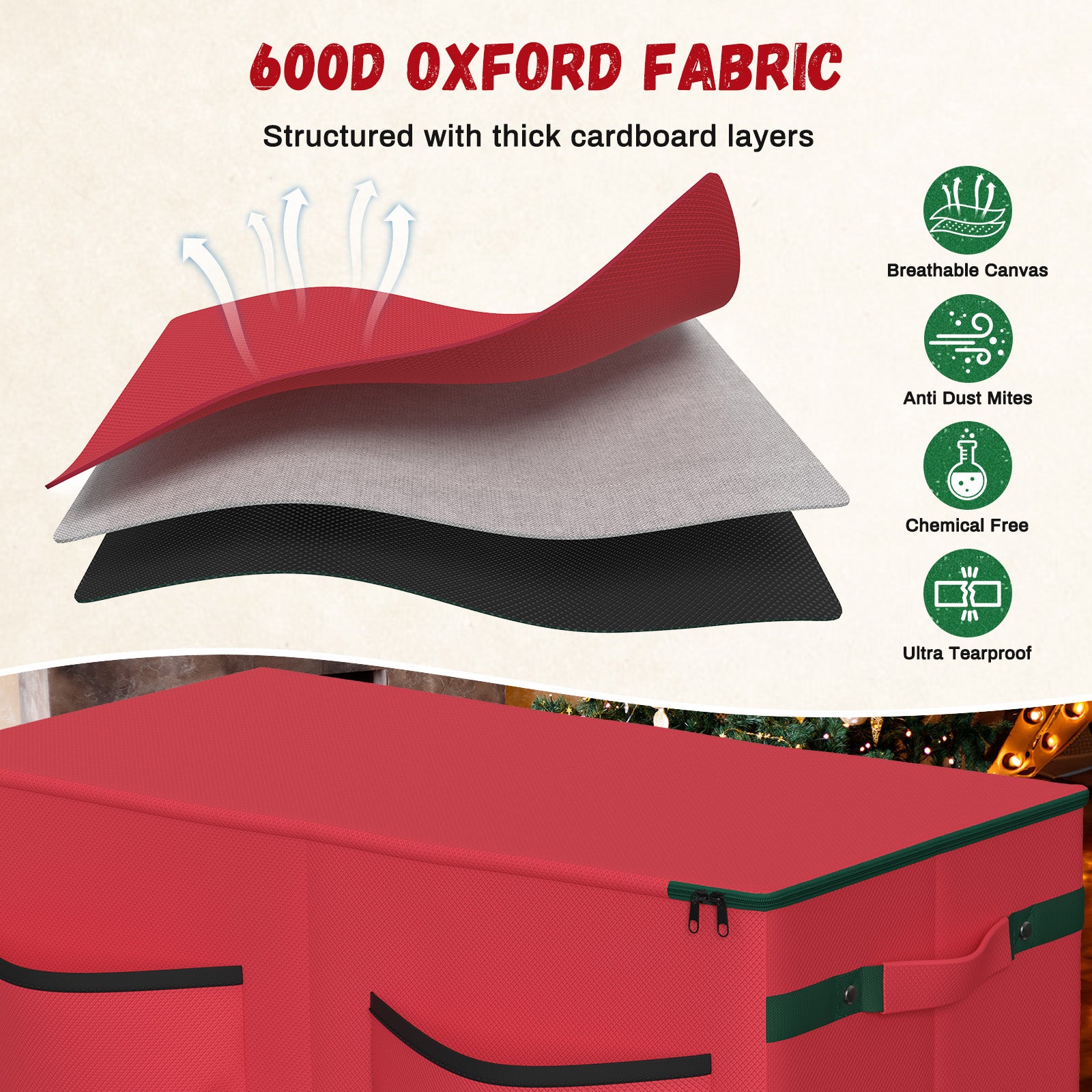 Christmas Ornament Storage Box(Red + Black)