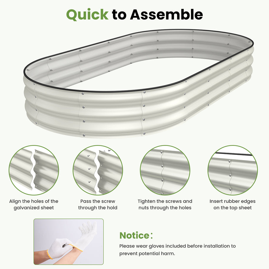 Galvanized Raised Garden Bed, 8x4x1 FT