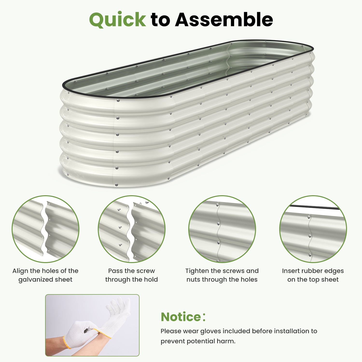 Galvanized Raised Garden Bed 8x2x1.5 FT