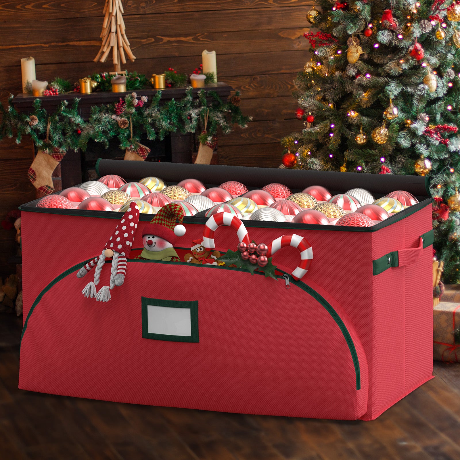 Christmas Ornament Storage Box(Red + Black)