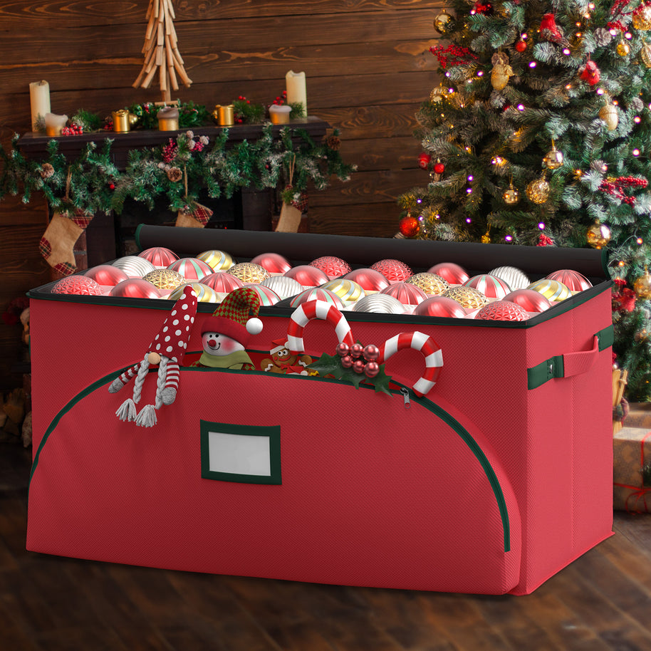 Christmas Ornament Storage Box(Red + Black)
