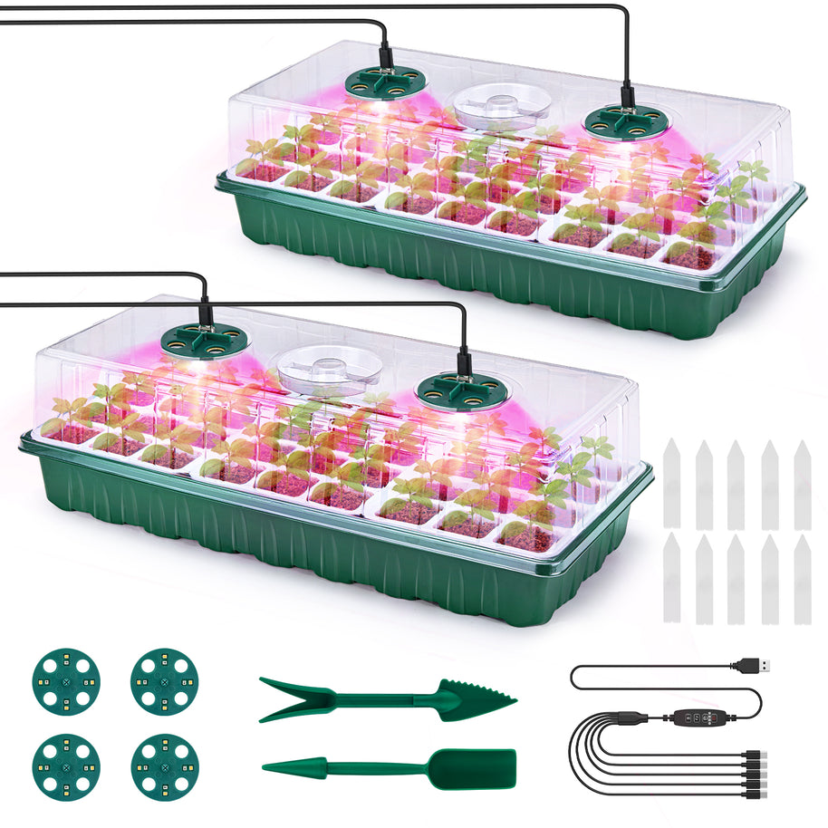 2 Packs Seed Starter Tray with Grow Lights